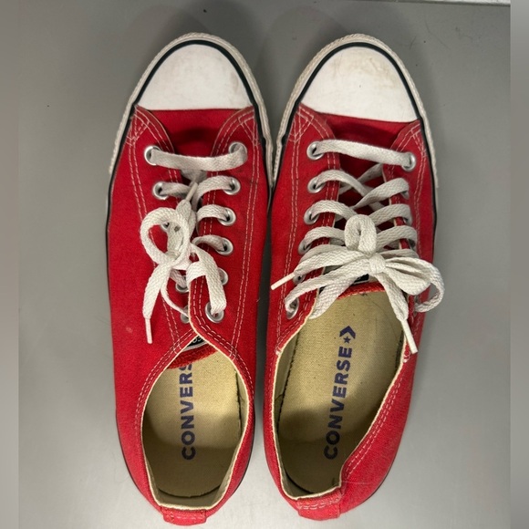 Unisex Converse Red Canvas Shoes with White Accents - Picture 4 of 6